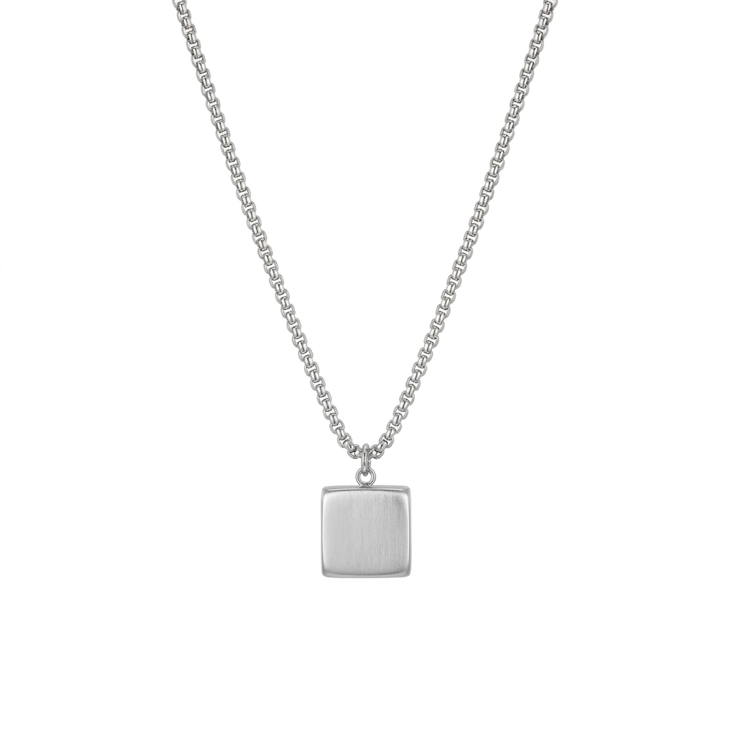 Object 001 — 14mm Stainless Steel Cube Pendant