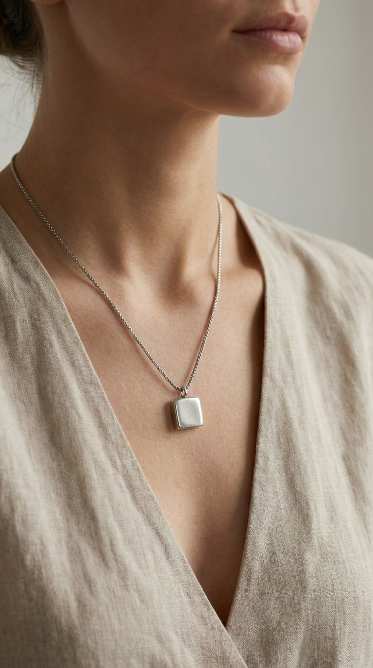 Object 001 — 14mm Stainless Steel Cube Pendant